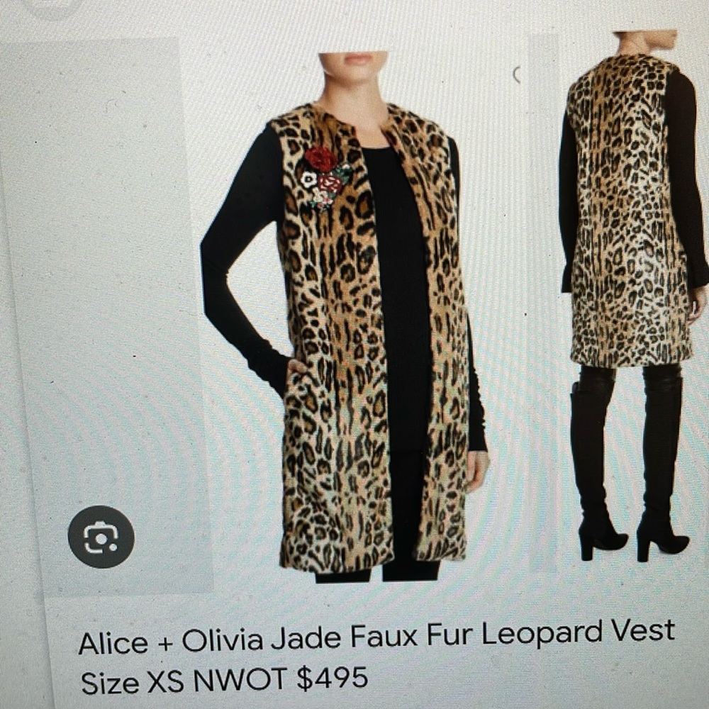 Alice & olivia faux fur long vest with hidden metal clip fasten